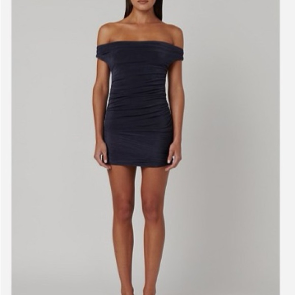 Bayse Riara Off-Shoulder Mini Dress in Persian Blue